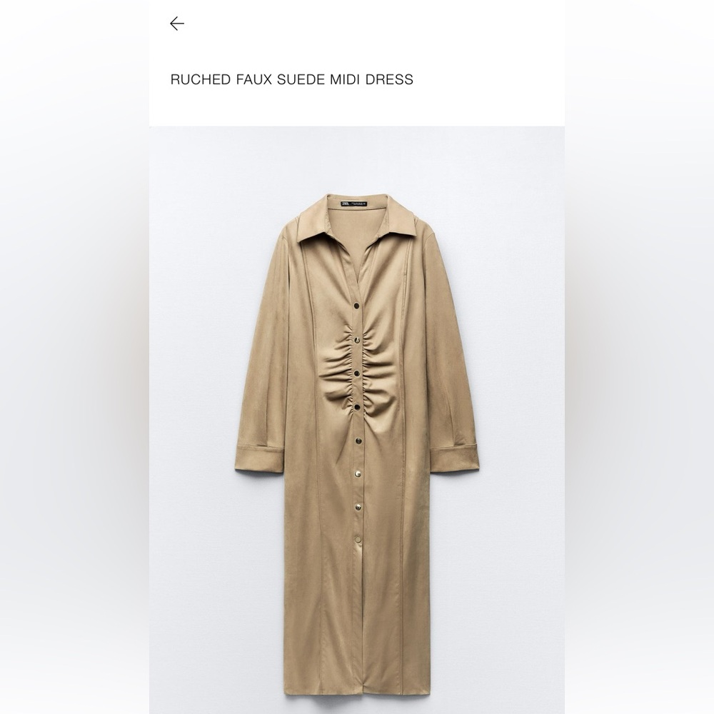 Zara Tan Button-Up Midi Dress